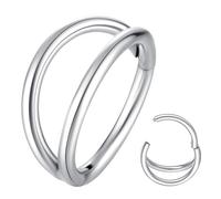 Popuhoops 18G 9mm Doppel Hoop Nasenring Silber 316L Chirurgenstahl Knorpel Ohrring Septum Schmuck Nahtlose Scharnierende Clicker Segment 18 Gauge Conch Daith Tragus Helix Rook Piercing Lippenring