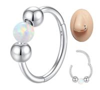 Popuhoops 20G 7mm Opal Reifen Nasenring für Frauen 316L Chirurgenstahl Knorpel Ohrring Septum Clicker Ring Conch Daith Tragus Helix Turm Piercing Schmuck Lippenring 0.8mm