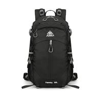 PORRASSO 30L Wanderrucksack Trekkingrucksack Wasserdichtes Haltbares Nylon Rucksack Reiserucksack Backpack für Damen Herren Camping Klettern Reisen Outdoor-Sportarten Schwarz