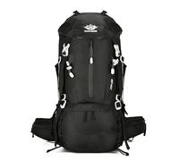 PORRASSO 50L Wanderrucksack Wasserdichter Rucksack Reiserucksack mit Regenhülle Herren Damen Backpack für Wandern Bergsteigen Camping Reisen Sport Schwarz B