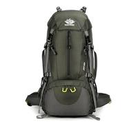 PORRASSO 50L Wanderrucksack Wasserdichter Rucksack Reiserucksack mit Regenhülle Herren Damen Backpack für Wandern Bergsteigen Camping Reisen Sport Armeegrün