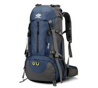 PORRASSO 50L Wanderrucksack Wasserdichter Rucksack Reiserucksack mit Regenhülle Hiking Backpack für Herren Damen Wandern Bergsteigen Camping Reisen Sport Dunkelblau
