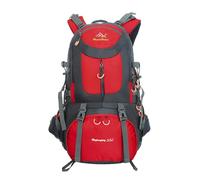 PORRASSO 50L Wanderrucksack Wasserdichter Rucksack Reiserucksack Trekkingrucksack Hiking Backpack für Damen Herren Camping Radfahren Klettern Reisen Sport Rot