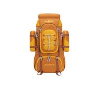 PORRASSO 70L Wanderrucksack mit Regenschutz Groß Kapazitäts Camping Rucksack mit Hydratations Fach Atmungsaktiver Reiserucksack für Outdoor Abenteuer Gelb