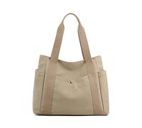 PORRASSO Canvas Schultertasche Einfache Handtasche Damen Tote Bag Mädchen Henkeltasche Strandtasche für Reisen Täglicher Gebrauch Khaki