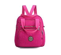 PORRASSO Casual Rucksack Damen Schultertasche Frauen Umhängetasche Nylon Handtasche Daypack für Arbeit Reisen Täglicher Gebrauch Rosenrot