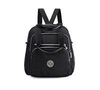 PORRASSO Casual Rucksack Damen Schultertasche Frauen Umhängetasche Nylon Handtasche Daypack für Arbeit Reisen Täglicher Gebrauch Schwarz