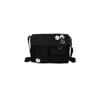 PORRASSO Casual Umhängetasche Damen Canvas Schultertasche Mädchen Messenger-Tasche für Arbeit Schule Reise Täglicher Gebrauch Schwarz