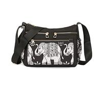 PORRASSO Casual Umhängetasche Damen Multi-Tasche Schultertasche Nylon Handtasche für Reisen Einkaufen Täglichen Gebrauch Elefant A