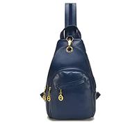 PORRASSO Damen Brusttasche Klein Rucksack Mode Sling Bag Frauen Schultertasche Wasserdicht PU Leder Crossbody Umhängetasche Reisen Wandern Sport Daypack Navy Blau