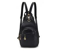 PORRASSO Damen Brusttasche, kleine Rucksäcke, modisch, Umhängetasche, Mädchen, wasserdicht, PU-Leder, Umhängetasche, Wandern, Reisen, Camping, Sling Bag, Schwarz, L, Elegant