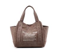 PORRASSO Damen Canvas Handtasche Tote Große Schultertasche Casual Shopper Henkeltasche Strandtasche für Reisen Täglicher Gebrauch Braun