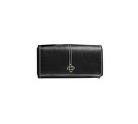 PORRASSO Damen Geldbörse Retro Leder Geldbeutel Lange Portemonnaie Kreditkartenetui Brieftasche mit 5 Kartenfächern Schwarz