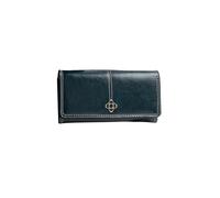PORRASSO Damen Geldbörse Retro Leder Geldbeutel Lange Portemonnaie Kreditkartenetui Brieftasche mit 5 Kartenfächern Blau