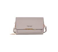 PORRASSO Damen Geldbörse Umhängetasche Handy Portemonnaie PU Geldbeutel Schultertasche für Party Hochzeit Reisen Grau