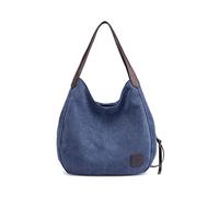PORRASSO Damen Handtasche Canvas Hobo Schultertasche Mädchen Tote Bag Shopper Henkeltasche für Schule Reisen Arbeit Navy Blau