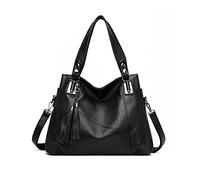 PORRASSO Damen Handtasche Mode Hobo Schultertasche Frauen Umhängetasche Große PU Leder Henkeltasche Reise Arbeit Verabredung Crossbody Bag Schwarz