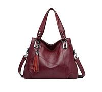 PORRASSO Damen Handtasche Mode Hobo Schultertasche Frauen Umhängetasche Große PU Leder Henkeltasche Reise Arbeit Verabredung Crossbody Bag Rot