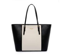 PORRASSO Damen Handtasche Mode Schultertasche Frauen Groß Henkeltaschen PU Leder Shopper Taschen für Schule Arbeit Reisen Schwarz-Weiss