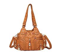 PORRASSO Damen Handtasche Mode Schultertasche Hobo Tasche Weiches PU Leder Umhängetaschen Frauen Henkeltaschen für Büro Schule Einkauf Gelb
