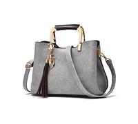 PORRASSO Damen Handtasche Schultertasche Frauen Mode Umhängetasche PU Leder Henkeltasche Top Griff Taschen Grau