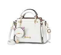 PORRASSO Damen Handtasche Süße Umhängetasche Henkeltaschen Frauen Wasserdicht PU Leder Schultertasche Top Griff Tasche für Reise Datieren Täglicher Gebrauch Weiß