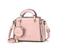 PORRASSO Damen Handtasche Süße Umhängetasche Henkeltaschen Frauen Wasserdicht PU Leder Schultertasche Top Griff Tasche für Reise Datieren Täglicher Gebrauch Rosa