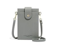 PORRASSO Damen Handy Umhängetasche Wasserdicht Handytasche Geldbörse Crossbody Brieftasche mit Kartenfächer Leichte Leder Schultertasche für Handy Unter 6.5 Zoll Grau