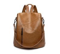 PORRASSO Damen-Rucksack, Diebstahlsicherung, Umhängetaschen, Mädchen, Mode, Schultasche, wasserdicht, PU-Leder, Daypack, Arbeit, Reisen, Rucksack, braun, L, Elegant