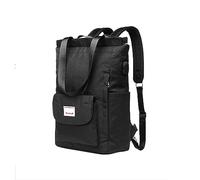 PORRASSO Damen-Rucksack, Freizeit, mit USB-Ladeanschluss, Gepäckgurt, Schultasche, für 15,6 Zoll (39,6 cm), Laptop, Daypack, Schule, Arbeit, Reise, Rucksack, Schwarz, L, Praktisch