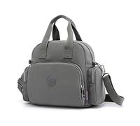 PORRASSO Damen Rucksack Mode Schultertasche Multifunktionaler Daypack mit USB Ladeanschluss Handtasche Nylon Umhängetasche für Arbeit Reisen Schule Grau