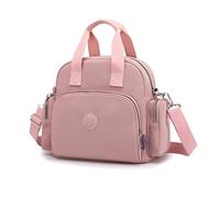 PORRASSO Damen Rucksack Mode Schultertasche Multifunktionaler Daypack mit USB Ladeanschluss Handtasche Nylon Umhängetasche für Arbeit Reisen Schule Rosa