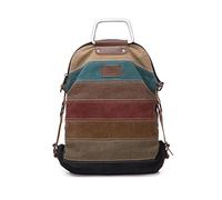 PORRASSO Damen Rucksack Segeltuch Umhängetasche Multi-Color-Striped Schultertasche Mädchen Handtasche Crossbody Bag für Arbeits Reisen Schule Täglicher Gebrauch Rot