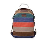 PORRASSO Damen Rucksack Segeltuch Umhängetasche Multi-Color-Striped Schultertasche Mädchen Handtasche Crossbody Bag für Arbeits Reisen Schule Täglicher Gebrauch Orange