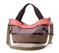PORRASSO Damen Schultertasche Große Canvas Handtaschen Multi Color-Striped Umhängetasche Frauen Hobotasche Crossbody Bag für Arbeits Reisen Täglicher Gebrauch Orange