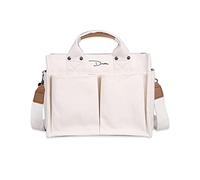 PORRASSO Damen Schultertasche Handtasche Casual Canvas Tasche Multifunktional Groß Umhängetasche Hobotasche für Alltag Reise Schule Ausflug Einkauf Beige