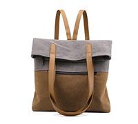 PORRASSO Damen Segeltuch Handtasche Rucksack Frauen Schultertasche Shopper Tasche Hobotasche für Schule Reisen Arbeit Täglicher Gebrauch Grau