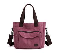 PORRASSO Damen Umhängetasche Canvas Schultertasche Handtasche Hobotasche Tote Mädchen Crossbody Bag für Shopping Reisen Arbeit Täglicher Gebrauch Violett