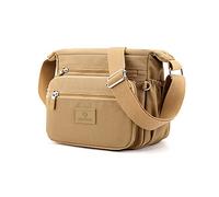 PORRASSO Damen Umhängetasche Casual Schultertasche Multi Tasche Nylon Handtasche für Reisen Wandern Täglichen Gebrauch Khaki