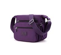 PORRASSO Damen Umhängetasche, Freizeit, mehrere Taschen, Nylon, Messenger-Tasche, Handtasche für Reisen, Wandern, Alltag, blasslila, L, Elegant