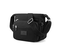 PORRASSO Damen Umhängetasche, Freizeit, mehrere Taschen, Nylon, Messenger-Tasche, Handtasche für Reisen, Wandern, Alltag, Schwarz, L, Elegant