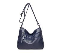 PORRASSO Damen Umhängetasche Multi-Tasche Schultertasche Leder Wasserdicht Handtasche Schulterbeutel für Arbeit Reisen Einkaufen Täglichen Gebrauch Blau