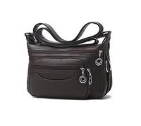 PORRASSO Damen Umhängetasche Multi-Tasche Wasserdicht Schultertasche Messenger Bag PU Handtasche für Arbeit Reisen Einkaufen Täglichen Gebrauch Braun