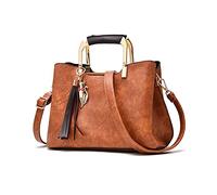 PORRASSO Damenhandtasche, Umhängetasche, modisch, Griff oben, weiblich, PU-Leder, Schultertasche, gelb, L, Elegant
