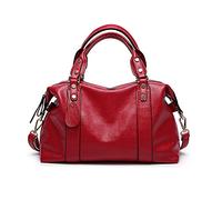 PORRASSO Elegant Handtasche Damen Schultertasche Frauen Henkeltasche Wasserdicht PU Leder Umhängetaschen Arbeit Reise Verabredung Boston Tasche Rot