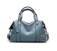 PORRASSO Elegant Handtasche Damen Schultertasche Frauen Henkeltasche Wasserdicht PU Leder Umhängetaschen Arbeit Reise Verabredung Boston Tasche Blau