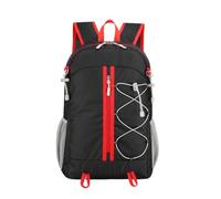 PORRASSO Faltbarer Rucksack Wanderrucksack Reiserucksack Wasserdichter Daypack mit Reflexionsdesign Leichter Hiking Backpack für Damen Herren Camping Klettern Reisen Sport Schwarz B