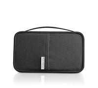 PORRASSO Familien Reise Brieftasche Wasserdicht Reisedokumententasche Reisepass Tasche Kreditkarten Flugkarten Münzen Dokumente Organizer für Damen Herren Geschäftsreisen Schwarz