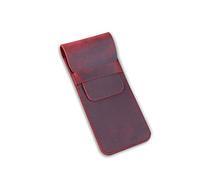 PORRASSO Federmappe Leder Edles Stifteetui Leder Stilvolles Soft Pen Schutz Schutzhülle Herren Damen Handgemacht Mehrzweckorganisator-Halter Office Work Weinrot