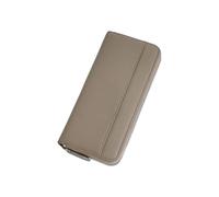 PORRASSO Geldbeutel Damen Leder Geldbörse RFID Schutz Large Portemonnaie Minimalistisch Lange Brieftasche Leinengrau